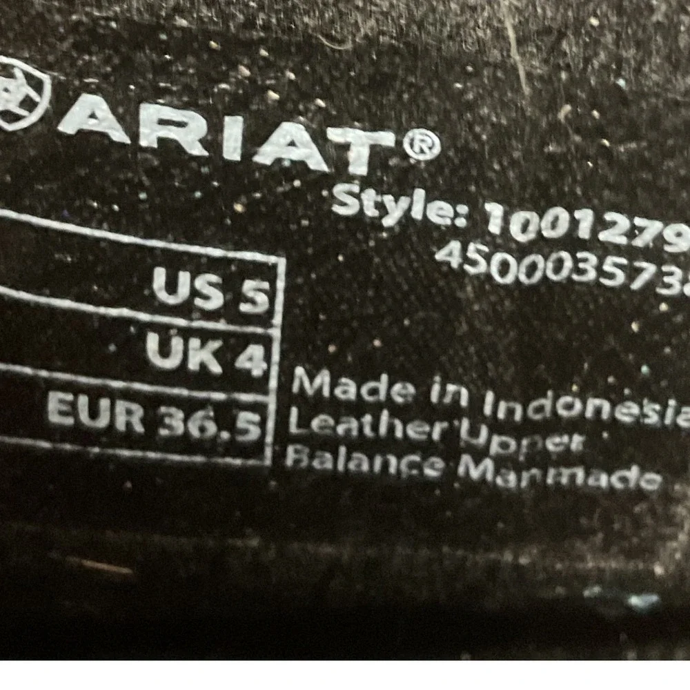 Ariat Girls' Tombstone Leather Western Square Toe Slip On Cowgirl Boots Size 5